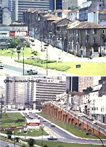 Rua da Assembleia: antes e depois das demolições — os Arcos emergem