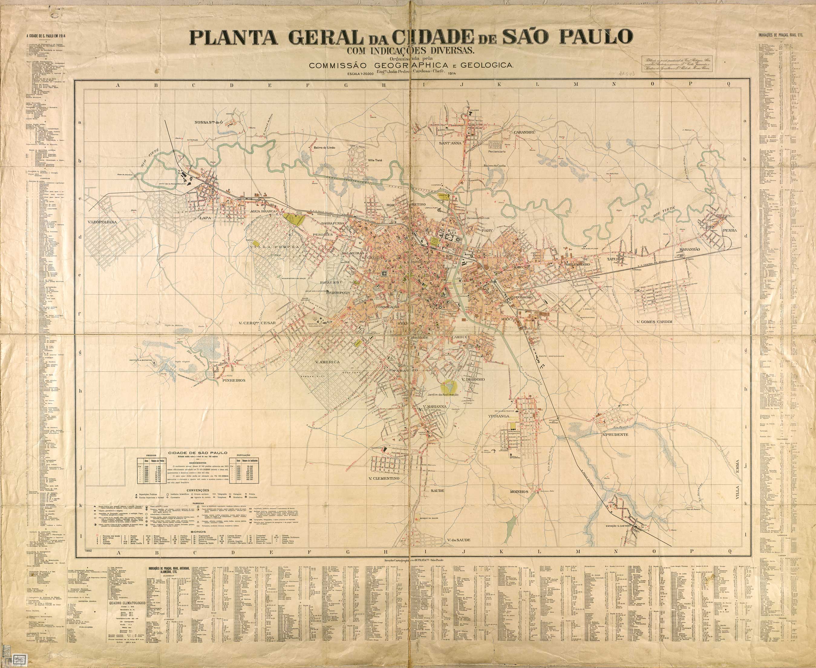Planta Geral da Cidade de São Paulo com Indicações Diversas